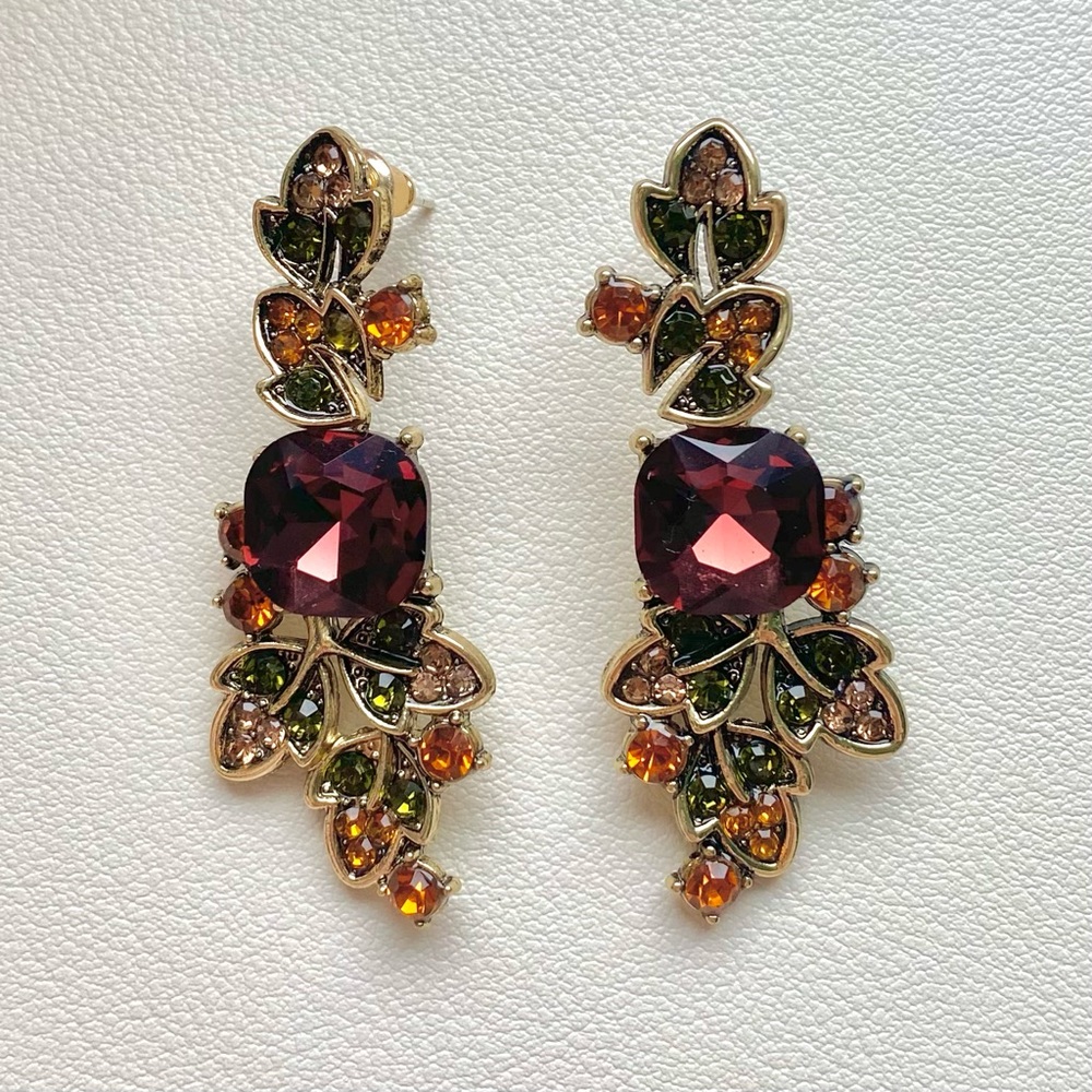Elegant Gold and Multicolor Gemstone Earrings